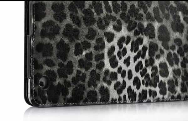 Leopard Pattern Folio Stand Leather Case - Sort