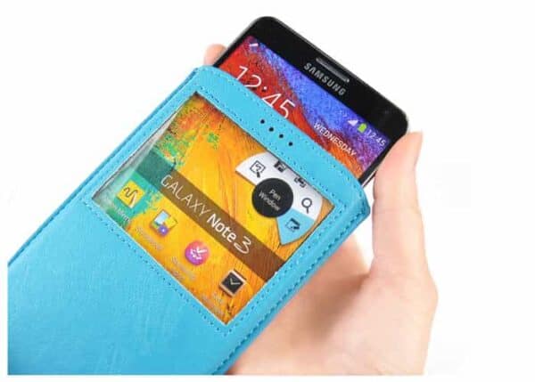 Samsung Galaxy Note 3 – Pu Læder Cover Med Vinduesåbning – Blå