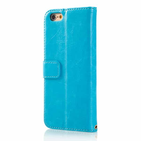 iphone 6/6s – luksus flip pu læder cover med kort slots – blå
