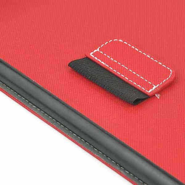 ipad air 2 (a1566, a1567) – two folded denim fabric læder cover – rød