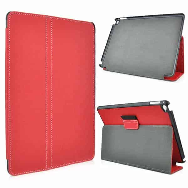 ipad air 2 (a1566, a1567) – two folded denim fabric læder cover – rød