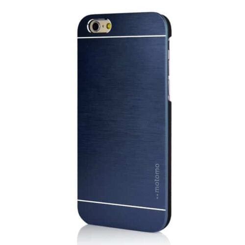 Iphone 6 - Hard Back Etui Med Børstet Metal Design - Mørkeblå