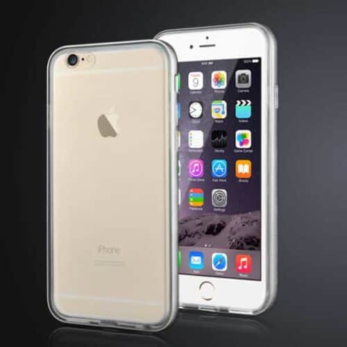 Iphone 6 - Transparent Tpu Etui Med Metal Bumper - Sølv