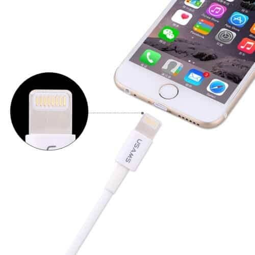 Usams 8 Pin Data Sync + Oplader Kabel Til Iphone Og Ipad - Hvid