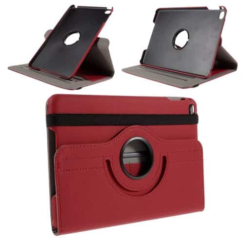 Ipad Mini 4 (a1538, A1550) - Cloth Skin Smart Pu Læder Etui Med Roterbar Stand - Rød