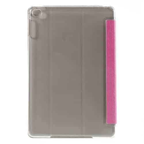Ipad Mini 4 (a1538, A1550) - Tri-fold Stand Smart Pu Læder Etui Cover Med Silke Tekstur - Rosa