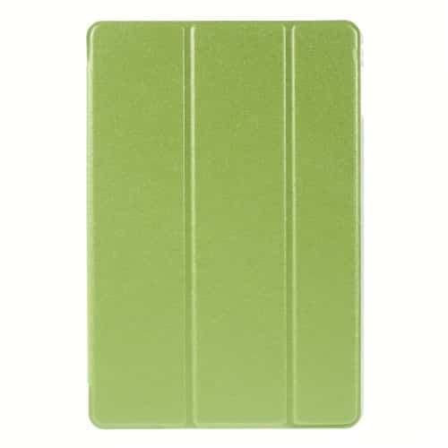 ipad mini 4 (a1538, a1550) – tri-fold stand smart pu læder etui cover med silke tekstur – grøn