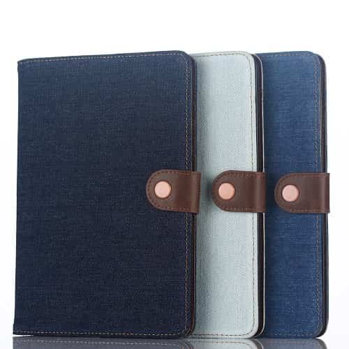 Ipad Mini 4 (a1538, A1550) – Jeans Cloth Smart Pu Læder Pung Etui Med Stand – Sort-blå