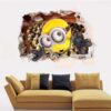 3d Hjemme Dekoration Minions Aftagelig Wallsticker - 60 X 90 Cm