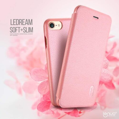Iphone 7 – Lenuo Ledream Tyndt Pu Læder Flip Cover – Pink
