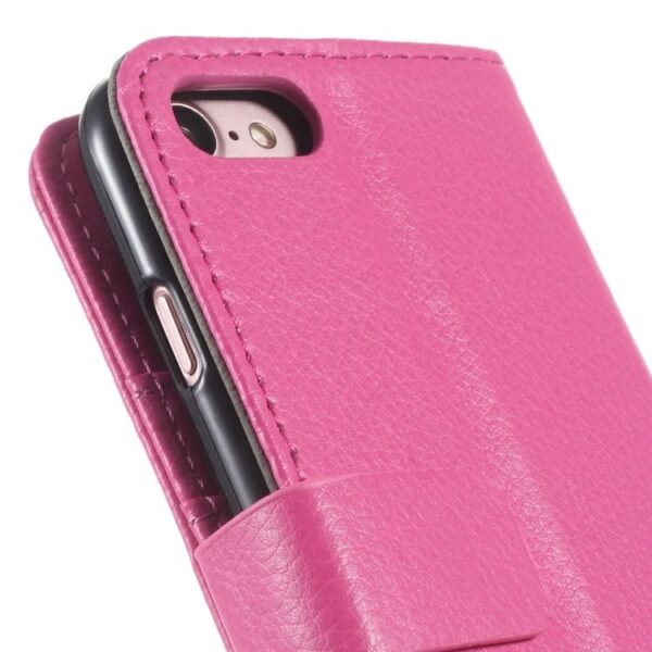 Iphone 7 - Litchi Pu Læder Cover Med Kortslots - Rosa