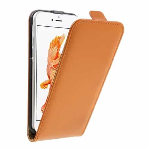Iphone 7 - Vertical Flip Pu Læder Cover - Orange