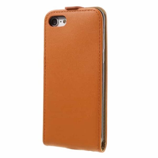 Iphone 7 - Vertical Flip Pu Læder Cover - Orange