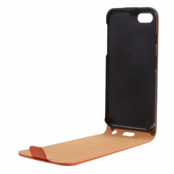 Iphone 7 - Vertical Flip Pu Læder Cover - Orange