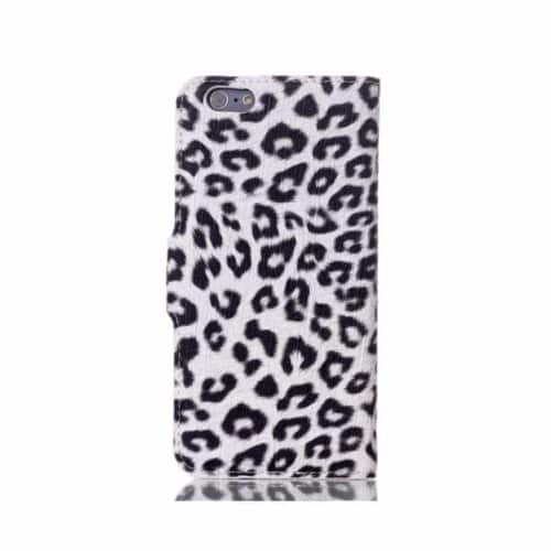 Iphone 7 - Leopard Mønster Pu Læder Cover Med Kortslots - Hvid