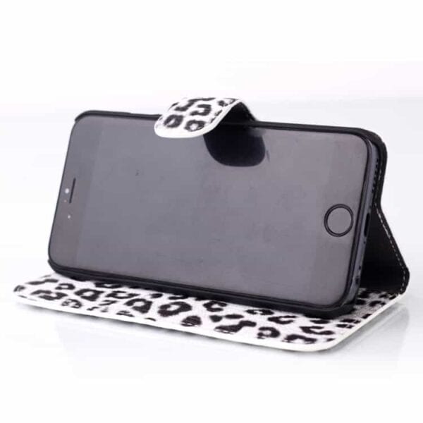 Iphone 7 - Leopard Mønster Pu Læder Cover Med Kortslots - Hvid