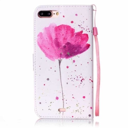 Iphone 7 Plus - Pu Læder Stand Med Kortslots - Friske Blomster