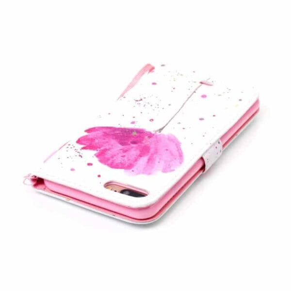 Iphone 7 Plus – Pu Læder Stand Med Kortslots – Friske Blomster