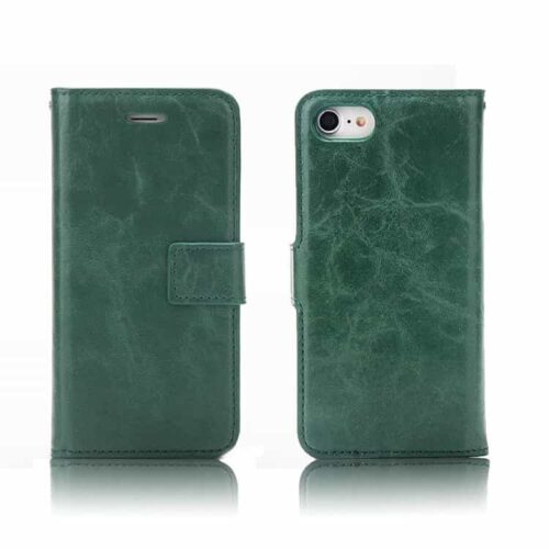 Iphone 7 - Pu Læder Cover Med Monterbar Tpu Back Og Kortslots - Grøn
