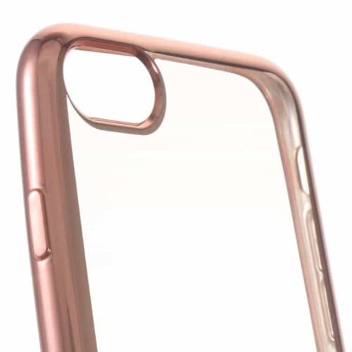 Iphone 7 - Klart Tpu Cover Med Galvaniserede Hjørner  - Rosaguld