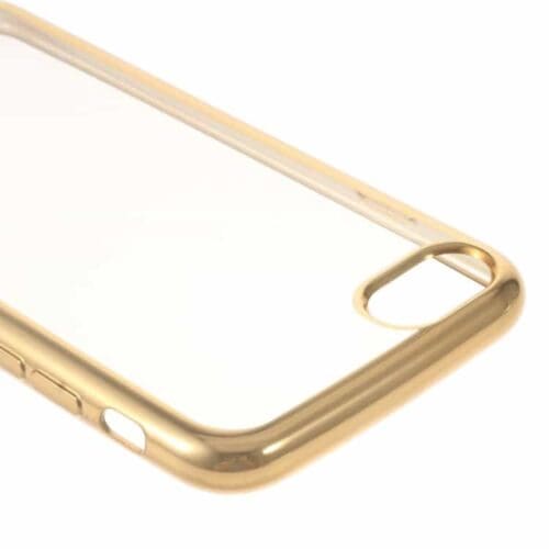 Iphone 7 - Klart Tpu Cover Med Galvaniserede Hjørner  - Guldfarve