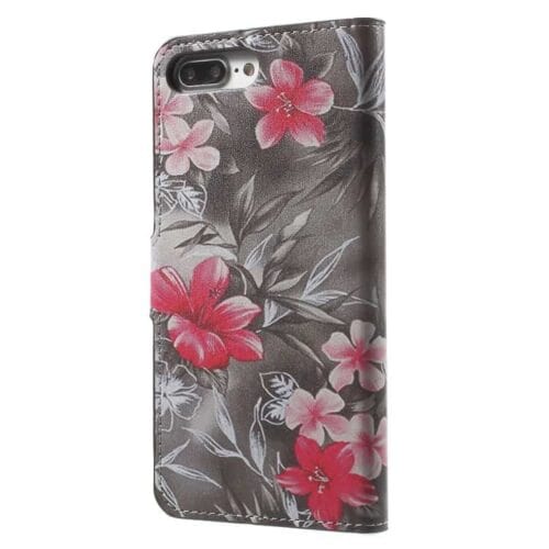 Iphone 7 Plus - Mønstret Folio Pu Læder Pung Stand Cover - Levende Blomster