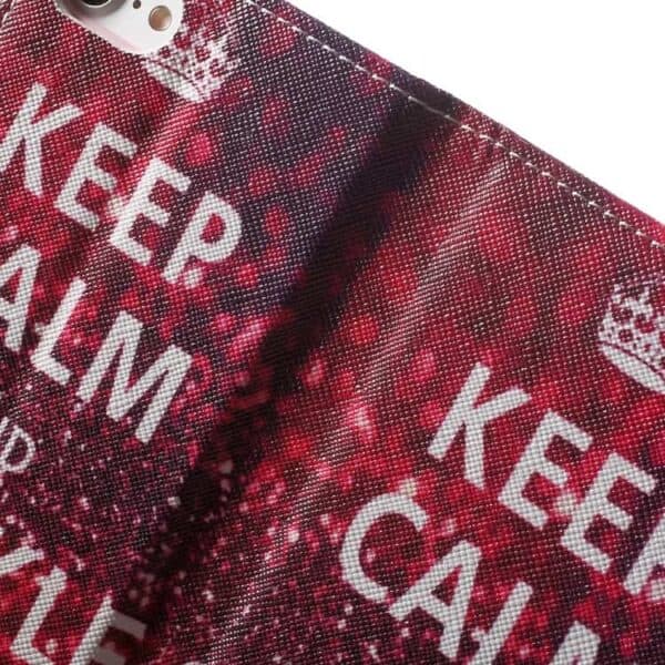 Iphone 7 - Mønstret Printet Pu Læder Pung Etui - Keep Calm And Sparkle