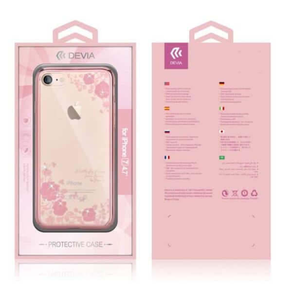 Iphone 7 - Devia Krystalbelagte Roser Pc Hard Cover - Lyseblå