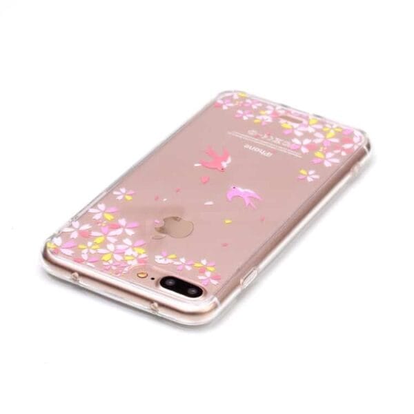 Iphone 7 Plus - Tpu Kanter Og Akryl Back Hybrid Cover - Blomster Og Fugle