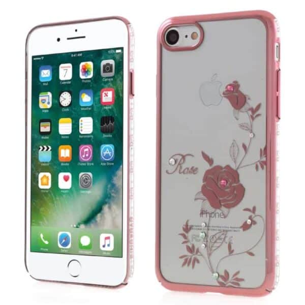 Iphone 7 - Kingxbar Swarovski Diamant Blomst Pc Cover Med Rosaguld Kant - Rose