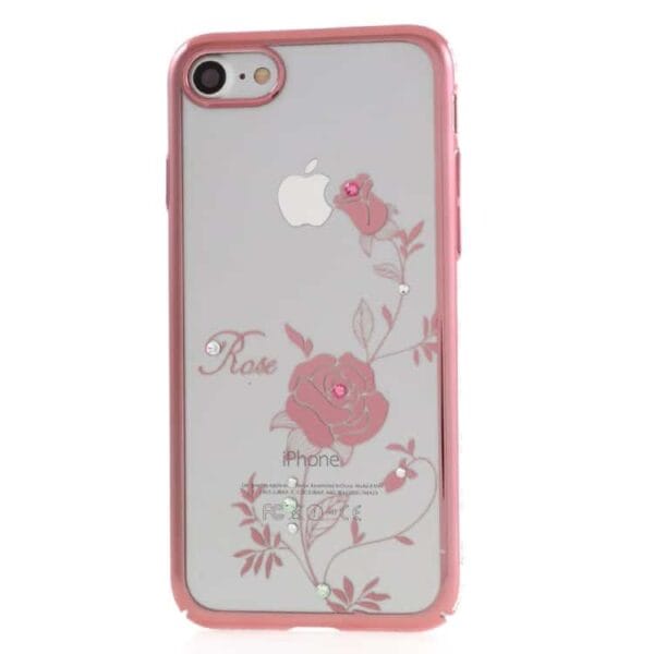 Iphone 7 - Kingxbar Swarovski Diamant Blomst Pc Cover Med Rosaguld Kant - Rose