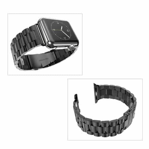 Apple Watch 38mm - 40mm Xincuco Three Bead Series Rustfrit Armbånd - Sort