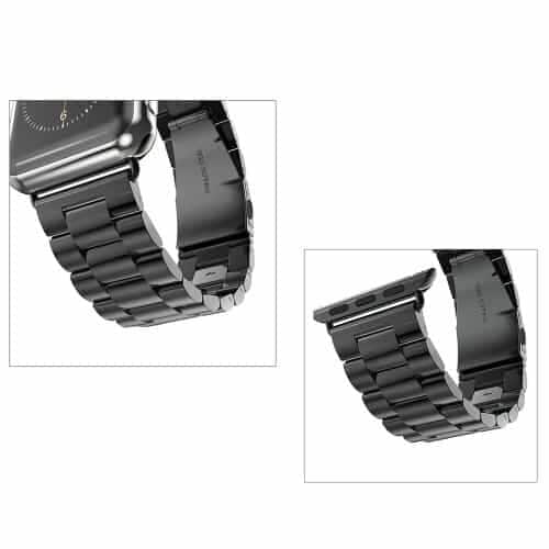 Apple Watch 38mm - 40mm Xincuco Three Bead Series Rustfrit Armbånd - Sort