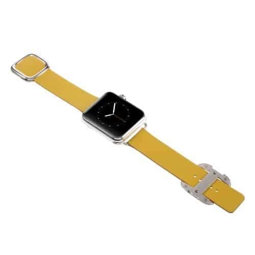 Apple Watch 38mm - Moderne Ægte Læder Armbånd - Gul
