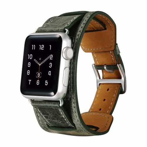 Apple Watch 38mm - Icarer Klassisk Ægte Læder Quadri-armbånd Sæt - Grøn