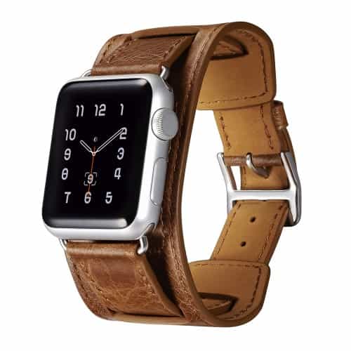 Apple Watch 38mm - Icarer Klassisk Ægte Læder Quadri-armbånd Sæt - Mørkebrun