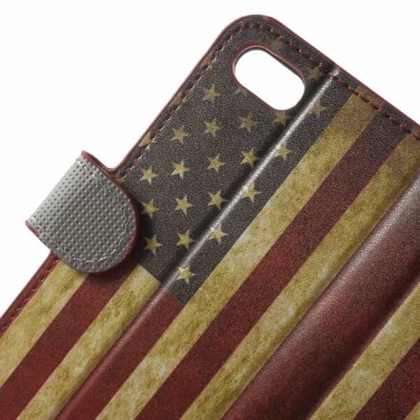 Iphone 7 - Pu Læder Pung Etui Cover Med Stand - Snavset Amerikansk Flag