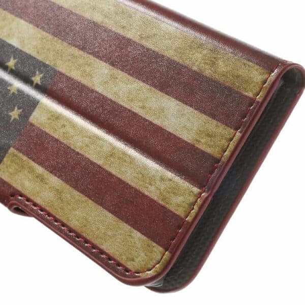 Iphone 7 - Pu Læder Pung Etui Cover Med Stand - Snavset Amerikansk Flag