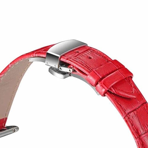 Apple Watch 42mm - 44mm Oatsbasf Krokodille Tekstur Ægte Læder Armbånd - Rød