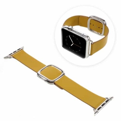 Apple Watch 38mm - Moderne Ægte Læder Armbånd - Gul