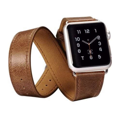 Apple Watch 38mm - Icarer Klassisk Ægte Læder Quadri-armbånd Sæt - Mørkebrun
