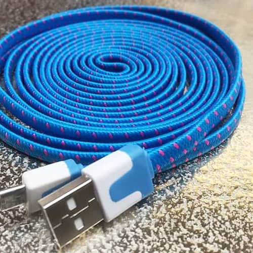 3 Meter Holdbar Nylon Usb-kabel Til Micro Usb Til Opladning Og Datasync – Blå/pink
