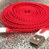 3 meter holdbar nylon usb-kabel 8pin lightning til opladning og datasync – rød/sort