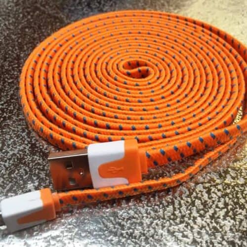 3 Meter Holdbar Nylon Usb-kabel Til Micro Usb Til Opladning Og Datasync - Orange/blå