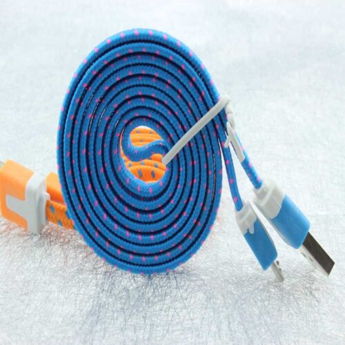 3 Meter Holdbar Nylon Usb-kabel Til Micro Usb Til Opladning Og Datasync – Blå/pink
