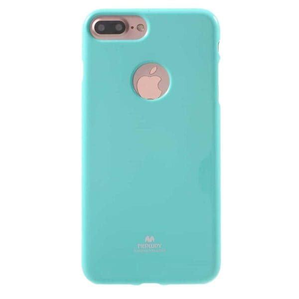 Iphone 8 Plus - Gummi Cover Med Funklende Pulver Design - Cyan