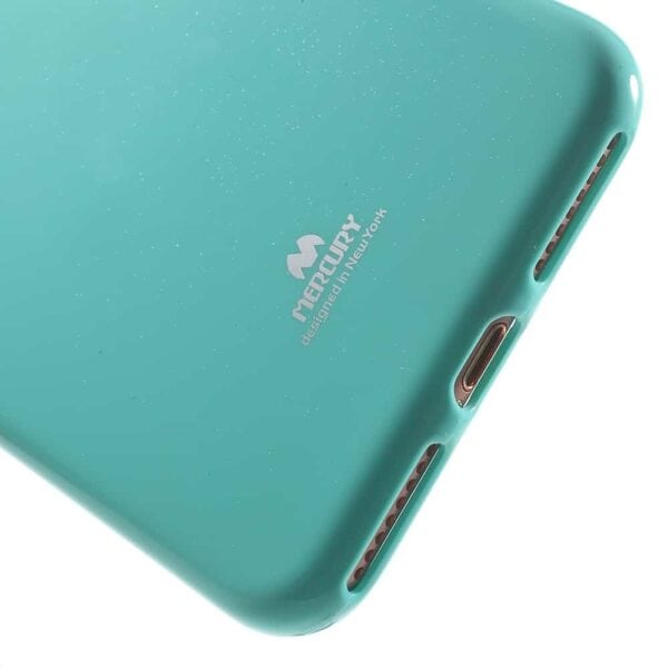 Iphone 8 Plus - Gummi Cover Med Funklende Pulver Design - Cyan