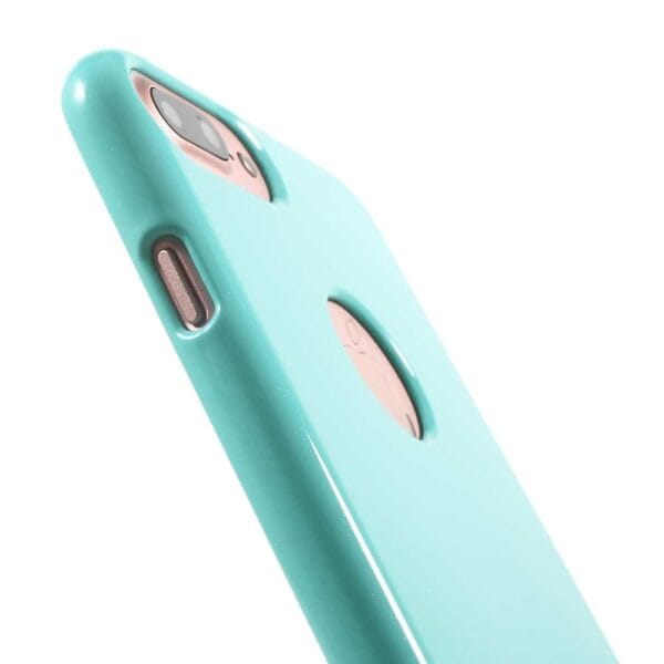 Iphone 8 Plus - Gummi Cover Med Funklende Pulver Design - Cyan