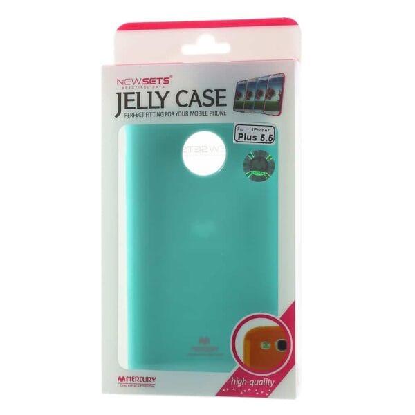 Iphone 8 Plus - Gummi Cover Med Funklende Pulver Design - Cyan