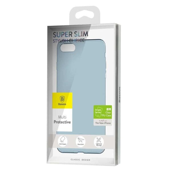 Iphone 8 - Klart Gummi Cover - Baseus - Blå